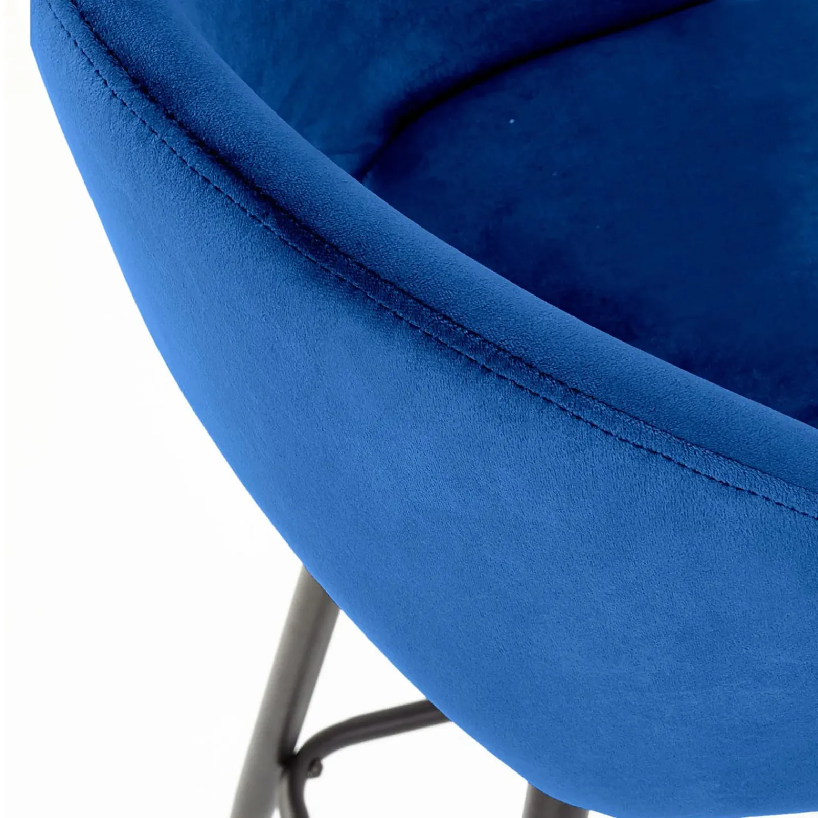 Garnero Arredamenti Sgabelli-Sgabello alto moderno da bar in velluto nero Fober Blu