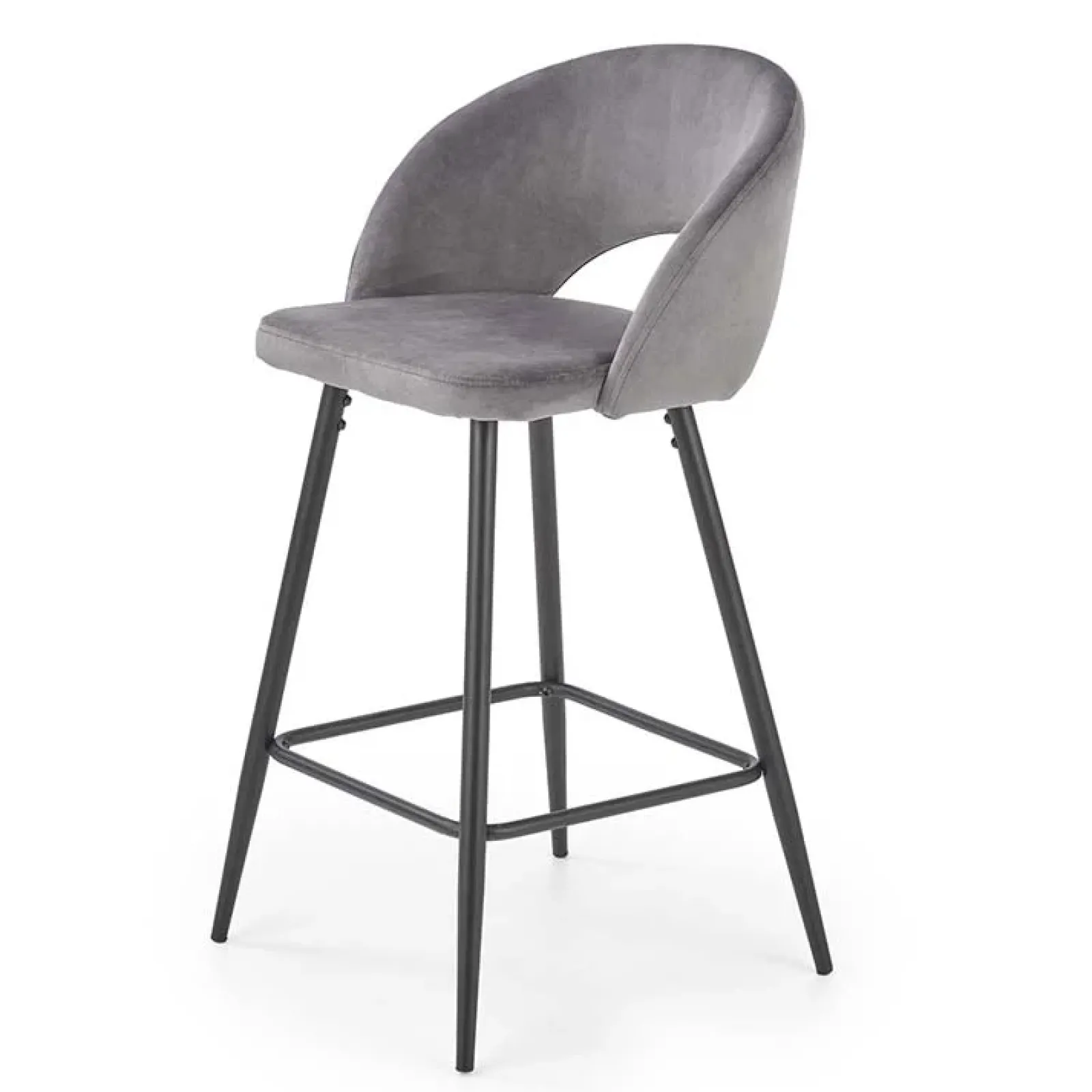 Garnero Arredamenti Sgabelli-Sgabello alto moderno da bar in velluto nero Fober Grigio