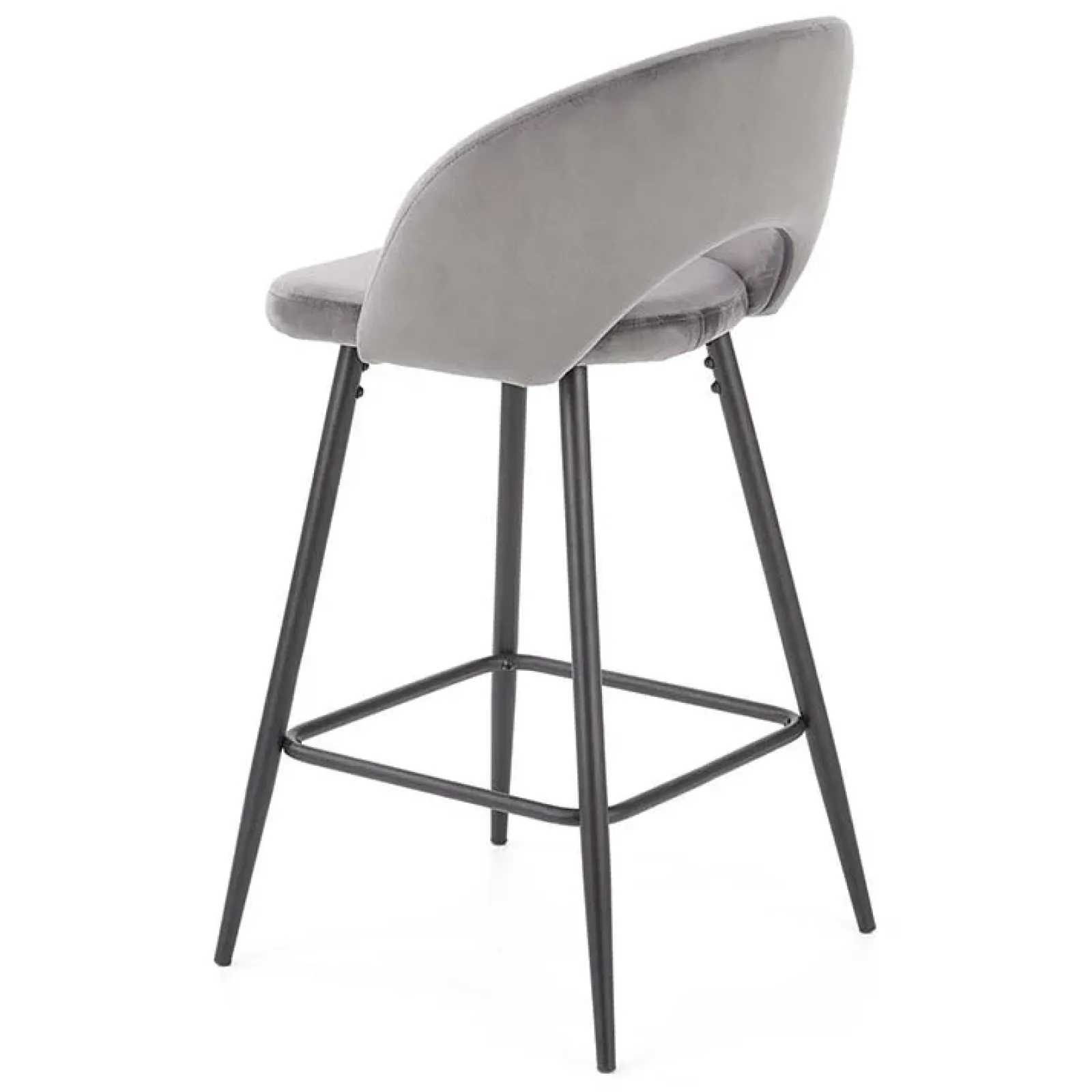 Garnero Arredamenti Sgabelli-Sgabello alto moderno da bar in velluto nero Fober Grigio