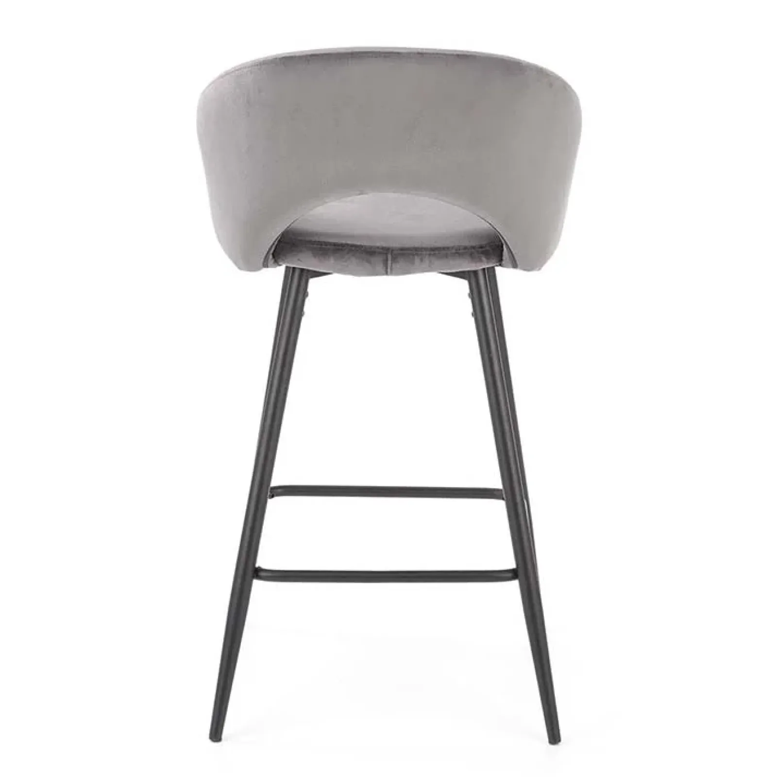 Garnero Arredamenti Sgabelli-Sgabello alto moderno da bar in velluto nero Fober Grigio