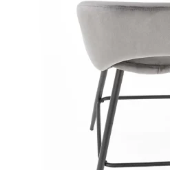 Garnero Arredamenti Sgabelli-Sgabello alto moderno da bar in velluto nero Fober Grigio