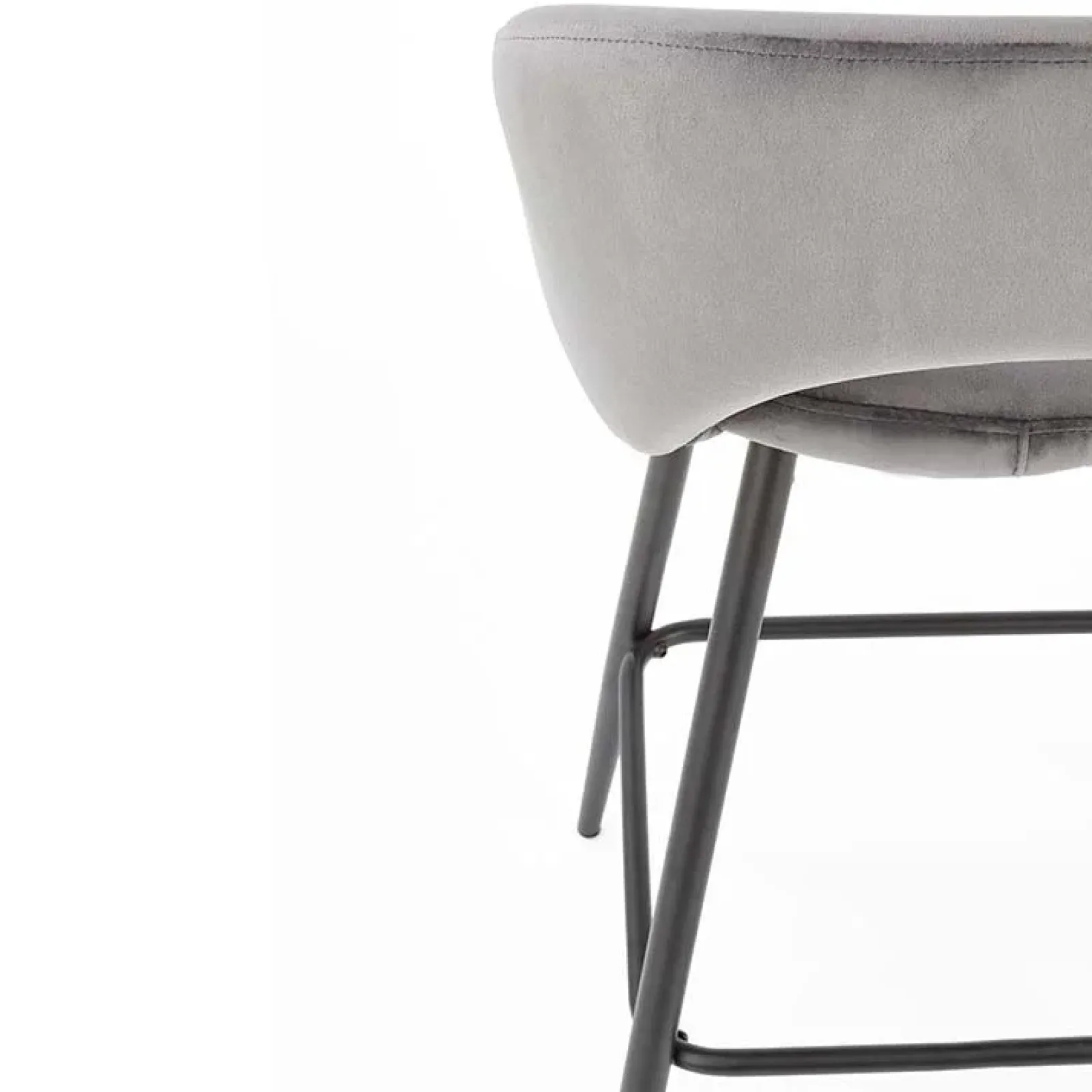 Garnero Arredamenti Sgabelli-Sgabello alto moderno da bar in velluto nero Fober Grigio