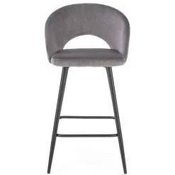 Garnero Arredamenti Sgabelli-Sgabello alto moderno da bar in velluto nero Fober Grigio