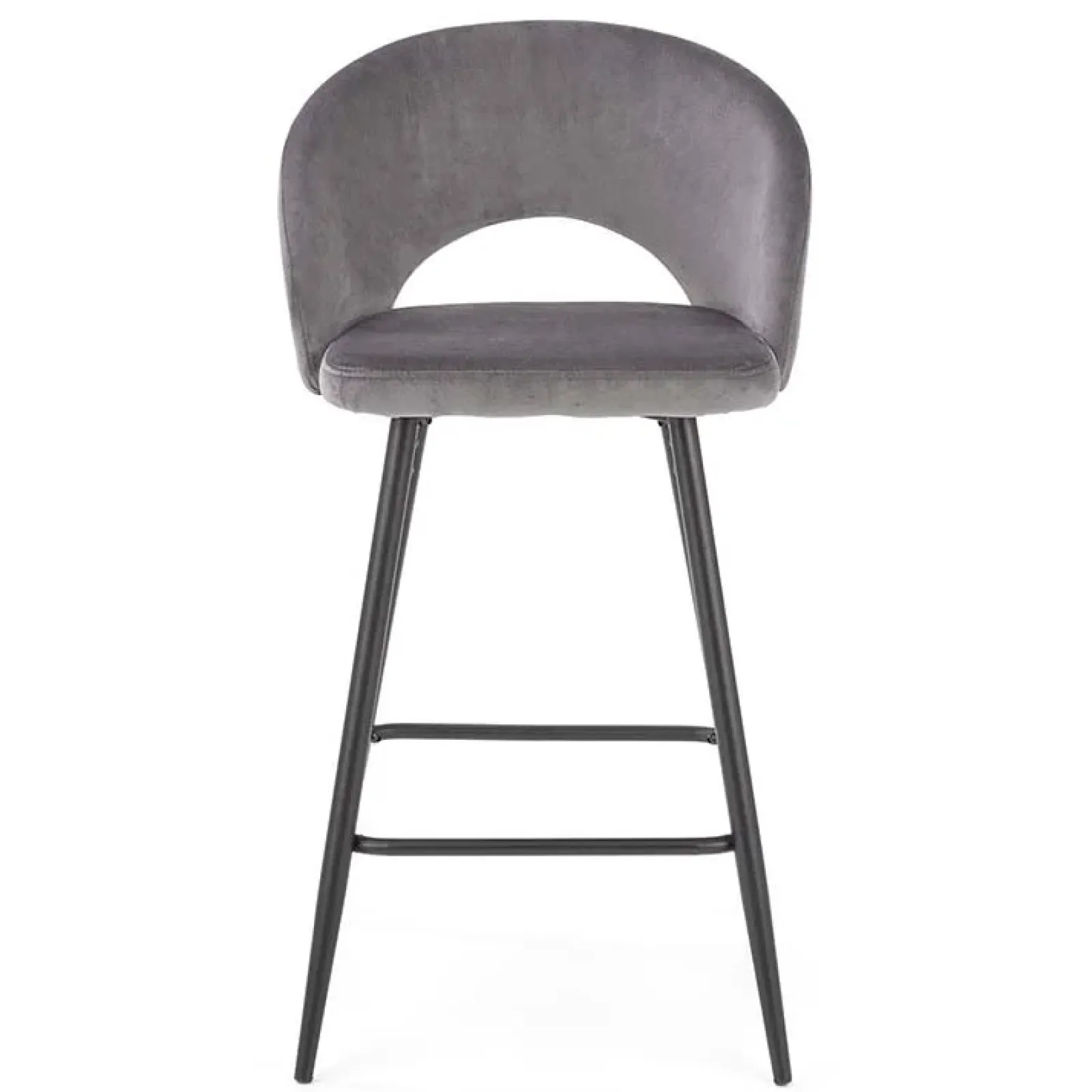 Garnero Arredamenti Sgabelli-Sgabello alto moderno da bar in velluto nero Fober Grigio