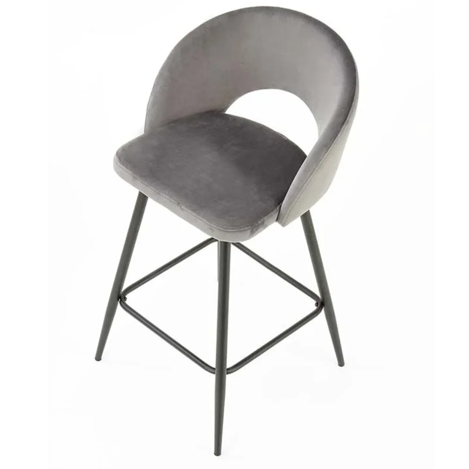 Garnero Arredamenti Sgabelli-Sgabello alto moderno da bar in velluto nero Fober Grigio