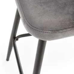 Garnero Arredamenti Sgabelli-Sgabello alto moderno da bar in velluto nero Fober Grigio