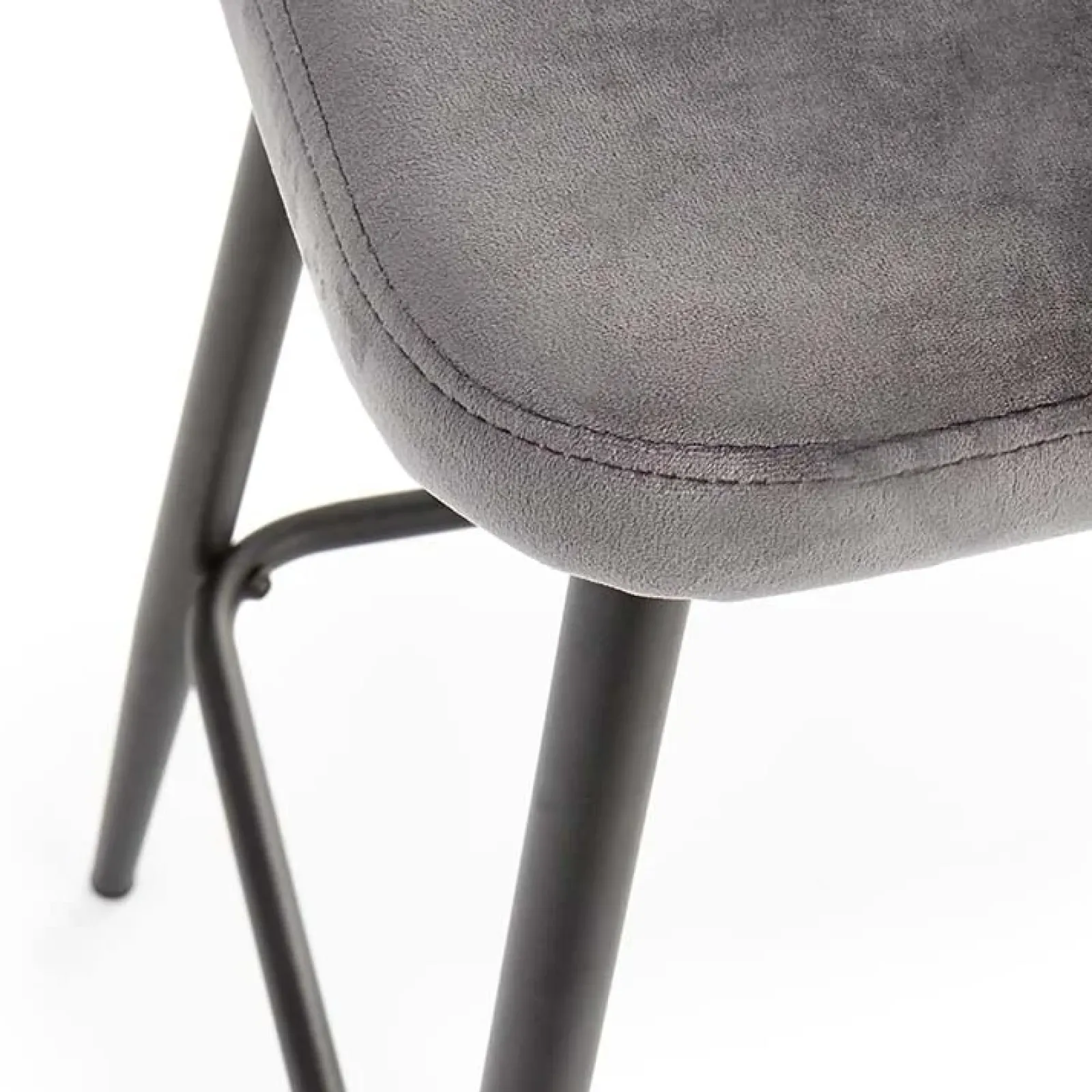 Garnero Arredamenti Sgabelli-Sgabello alto moderno da bar in velluto nero Fober Grigio