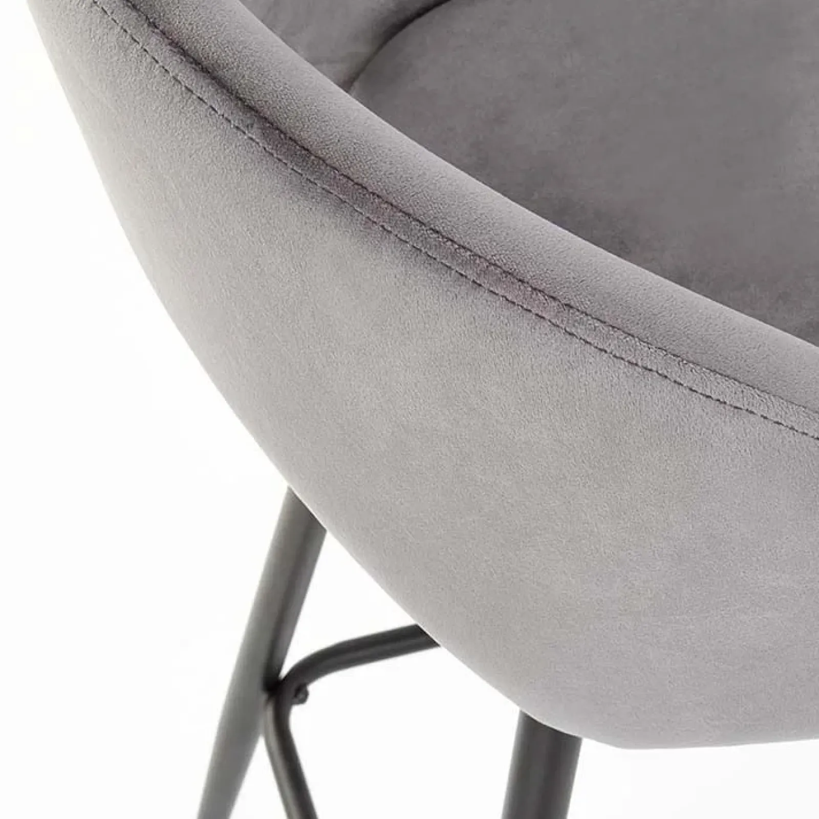 Garnero Arredamenti Sgabelli-Sgabello alto moderno da bar in velluto nero Fober Grigio