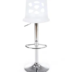 Garnero Arredamenti Sgabelli-Sgabello alto regolabile design moderno bianco acciaio cromato Oliver