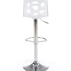 Garnero Arredamenti Sgabelli-Sgabello alto regolabile design moderno bianco acciaio cromato Oliver