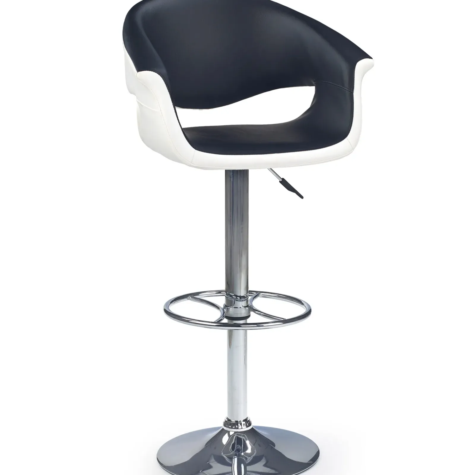 Garnero Arredamenti Sgabelli-Sgabello alto regolabile moderno in ecopelle nero bianco Daisy