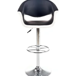 Garnero Arredamenti Sgabelli-Sgabello alto regolabile moderno in ecopelle nero bianco Daisy