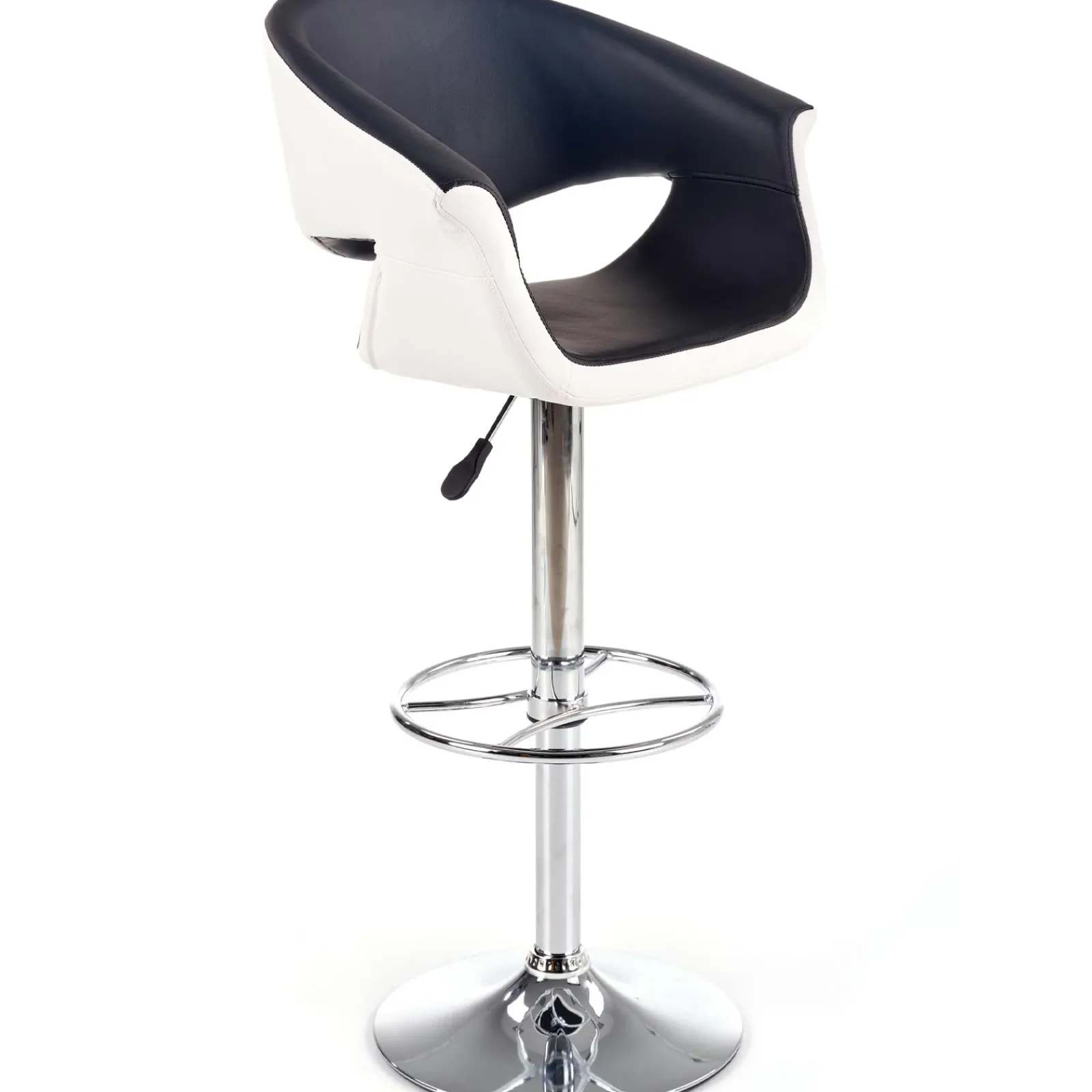 Garnero Arredamenti Sgabelli-Sgabello alto regolabile moderno in ecopelle nero bianco Daisy