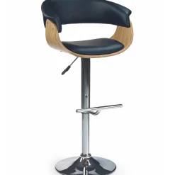 Garnero Arredamenti Sgabelli-Sgabello alto regolabile in ecopelle nero rovere Lucy