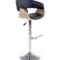 Garnero Arredamenti Sgabelli-Sgabello alto regolabile in ecopelle nero rovere Lucy