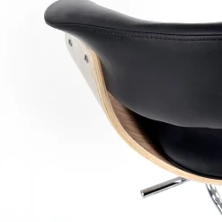 Garnero Arredamenti Sgabelli-Sgabello alto regolabile in ecopelle nero rovere Lucy