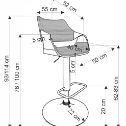 Garnero Arredamenti Sgabelli-Sgabello alto regolabile in velluto nero rovere Wiston