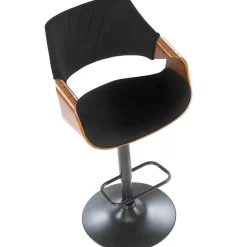 Garnero Arredamenti Sgabelli-Sgabello alto regolabile in velluto nero rovere Wiston