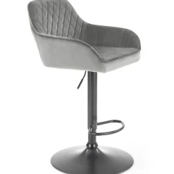 Garnero Arredamenti Sgabelli-Sgabello alto regolabile con braccioli in velluto nero Arsel Grigio