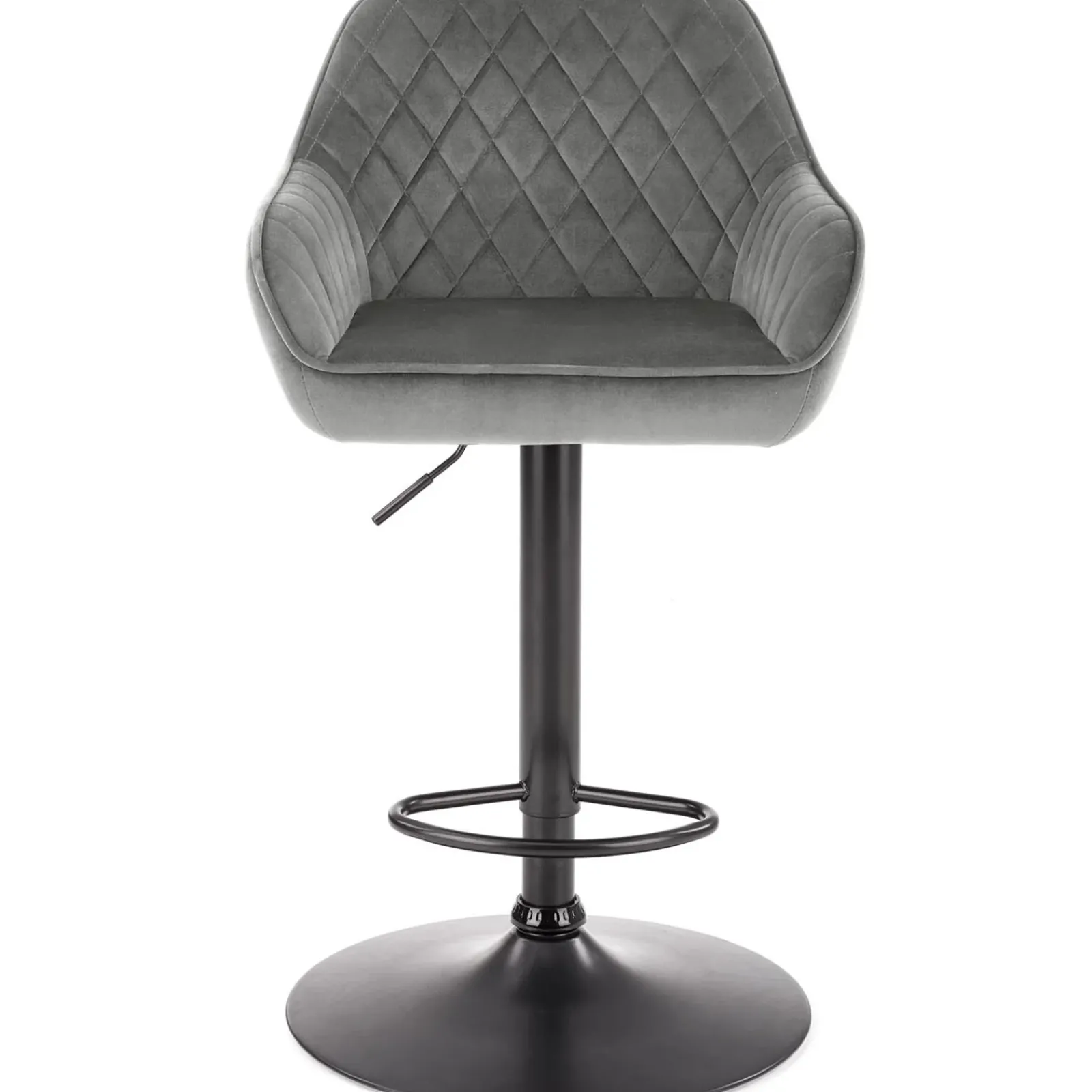 Garnero Arredamenti Sgabelli-Sgabello alto regolabile con braccioli in velluto nero Arsel Grigio