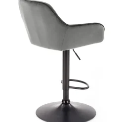 Garnero Arredamenti Sgabelli-Sgabello alto regolabile con braccioli in velluto nero Arsel Grigio