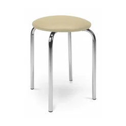 Garnero Arredamenti Sgabelli-Sgabello basso seduta in ecopelle con gambe in acciaio moderno Mali Beige