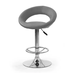 Garnero Arredamenti Sgabelli-Sgabello elevabile da bar in ecopelle grigio acciaio cromato Samui