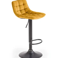 Garnero Arredamenti Sgabelli-Sgabello imbottito regolabile in velluto senape nero Fost Giallo