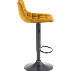 Garnero Arredamenti Sgabelli-Sgabello imbottito regolabile in velluto senape nero Fost Giallo