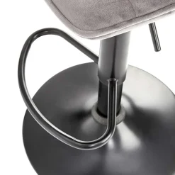 Garnero Arredamenti Sgabelli-Sgabello imbottito regolabile in velluto grigio nero Fost