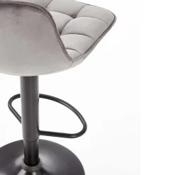 Garnero Arredamenti Sgabelli-Sgabello imbottito regolabile in velluto grigio nero Fost