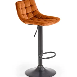 Garnero Arredamenti Sgabelli-Sgabello imbottito regolabile in velluto terracotta nero Fost Arancio