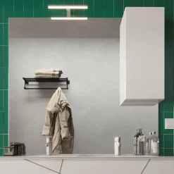 Garnero Arredamenti Specchio Per Bagno|Specchi-Specchiera bagno con led e pensile 100x110cm lucido Minister Bianco