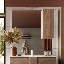 Garnero Arredamenti Specchio Per Bagno|Specchi-Specchiera bagno con led e pensile 80x110cm rovere Alvarez Noce
