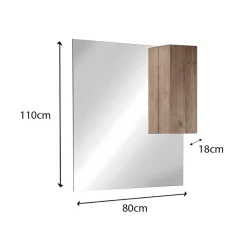 Garnero Arredamenti Specchio Per Bagno|Specchi-Specchiera bagno con led e pensile 80x110cm rovere Alvarez Noce