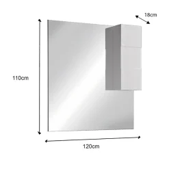 Garnero Arredamenti Specchi|Specchi-Specchiera bagno con led e pensile 120x110cm lucido Minister Bianco