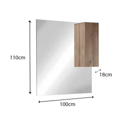 Garnero Arredamenti Specchio Per Bagno|Specchi-Specchiera 100x110cm bagno con led e pensile rovere Alvarez Noce