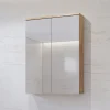 Garnero Arredamenti Specchi|Specchi-Specchio bagno sospeso 61x84h cm 2 ante contenitore rovere Crystal