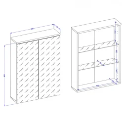 Garnero Arredamenti Specchi|Specchi-Specchio bagno sospeso 61x84h cm 2 ante contenitore rovere Crystal