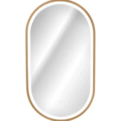 Garnero Arredamenti Specchio Per Bagno|Specchi-Specchio da parete con led 50x90cm dorato Glossy 2 Oro