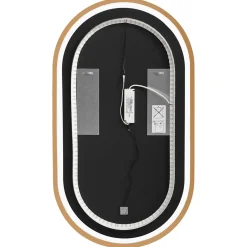 Garnero Arredamenti Specchio Per Bagno|Specchi-Specchio da parete con led 50x90cm dorato Glossy 2 Oro