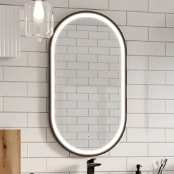 Garnero Arredamenti Specchio Per Bagno|Specchi-Specchio da parete con led 50x90cm Glossy 2 Nero