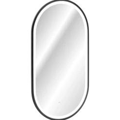 Garnero Arredamenti Specchio Per Bagno|Specchi-Specchio da parete con led 50x90cm Glossy 2 Nero