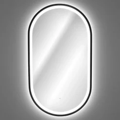 Garnero Arredamenti Specchio Per Bagno|Specchi-Specchio da parete con led 50x90cm Glossy 2 Nero