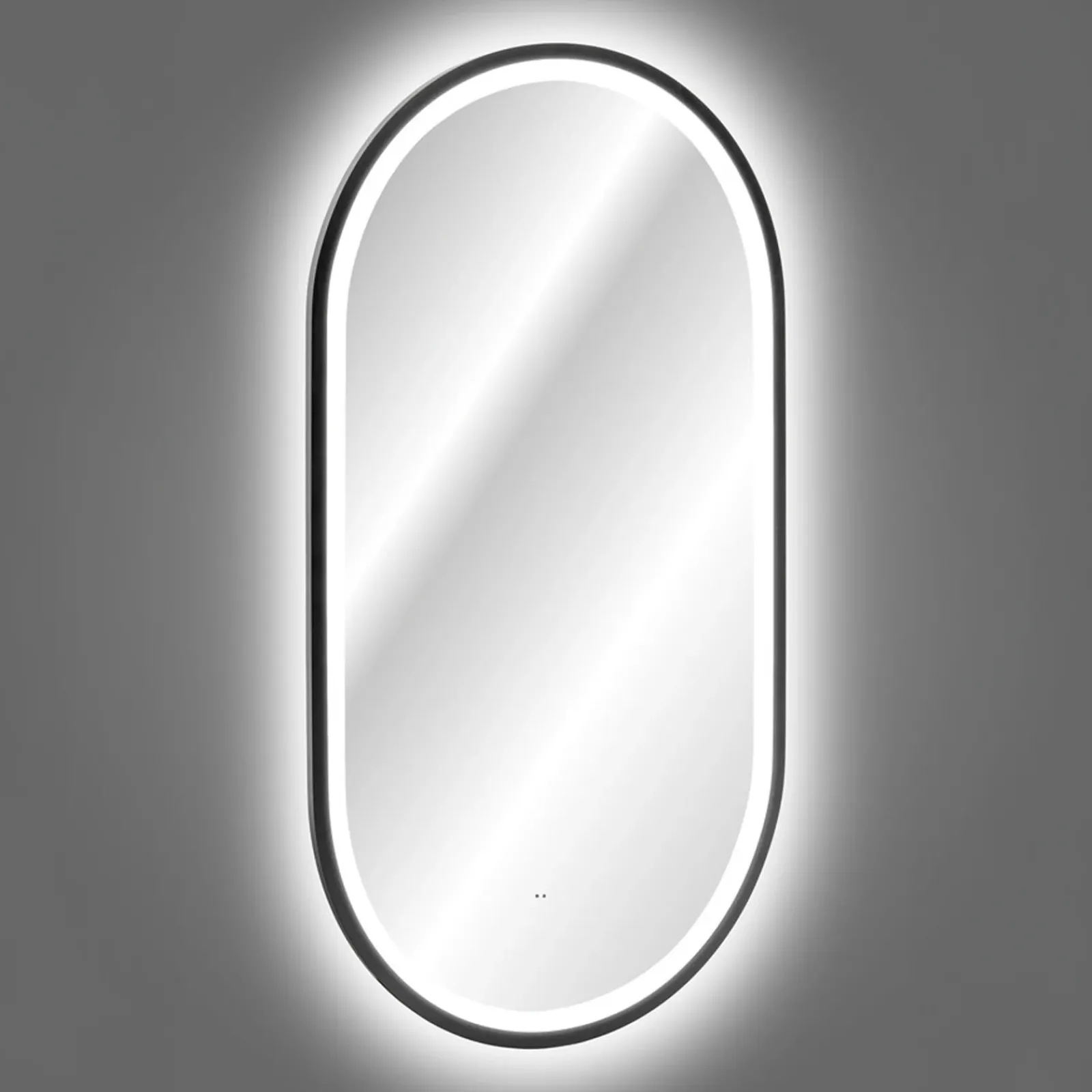 Garnero Arredamenti Specchio Per Bagno|Specchi-Specchio da parete con led 50x90cm Glossy 2 Nero