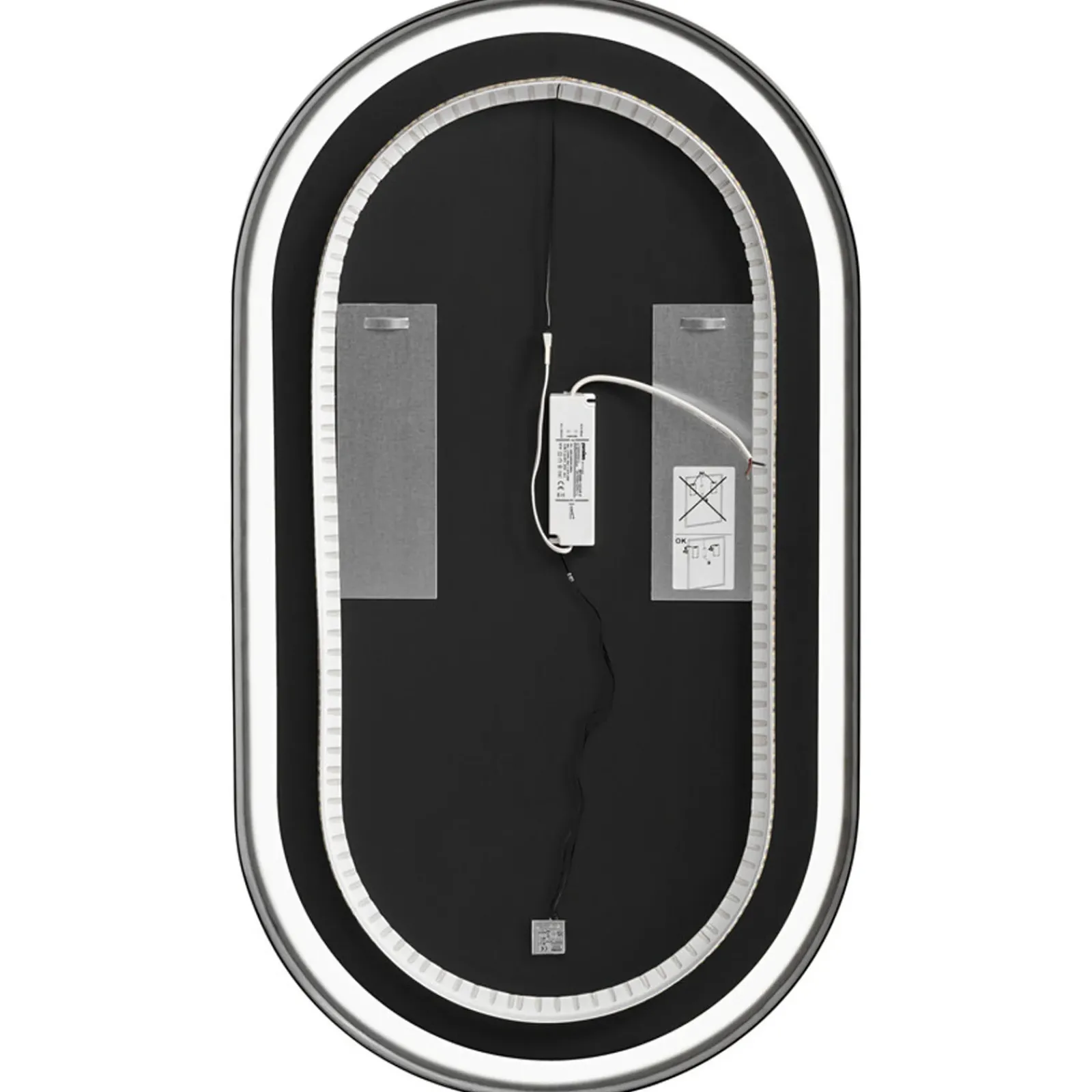 Garnero Arredamenti Specchio Per Bagno|Specchi-Specchio da parete con led 50x90cm Glossy 2 Nero