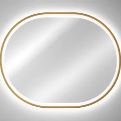 Garnero Arredamenti Specchio Per Bagno|Specchi-Specchio da parete con led 70x90cm dorato Glossy 3 Oro
