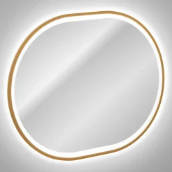 Garnero Arredamenti Specchio Per Bagno|Specchi-Specchio da parete con led 70x90cm dorato Glossy 3 Oro