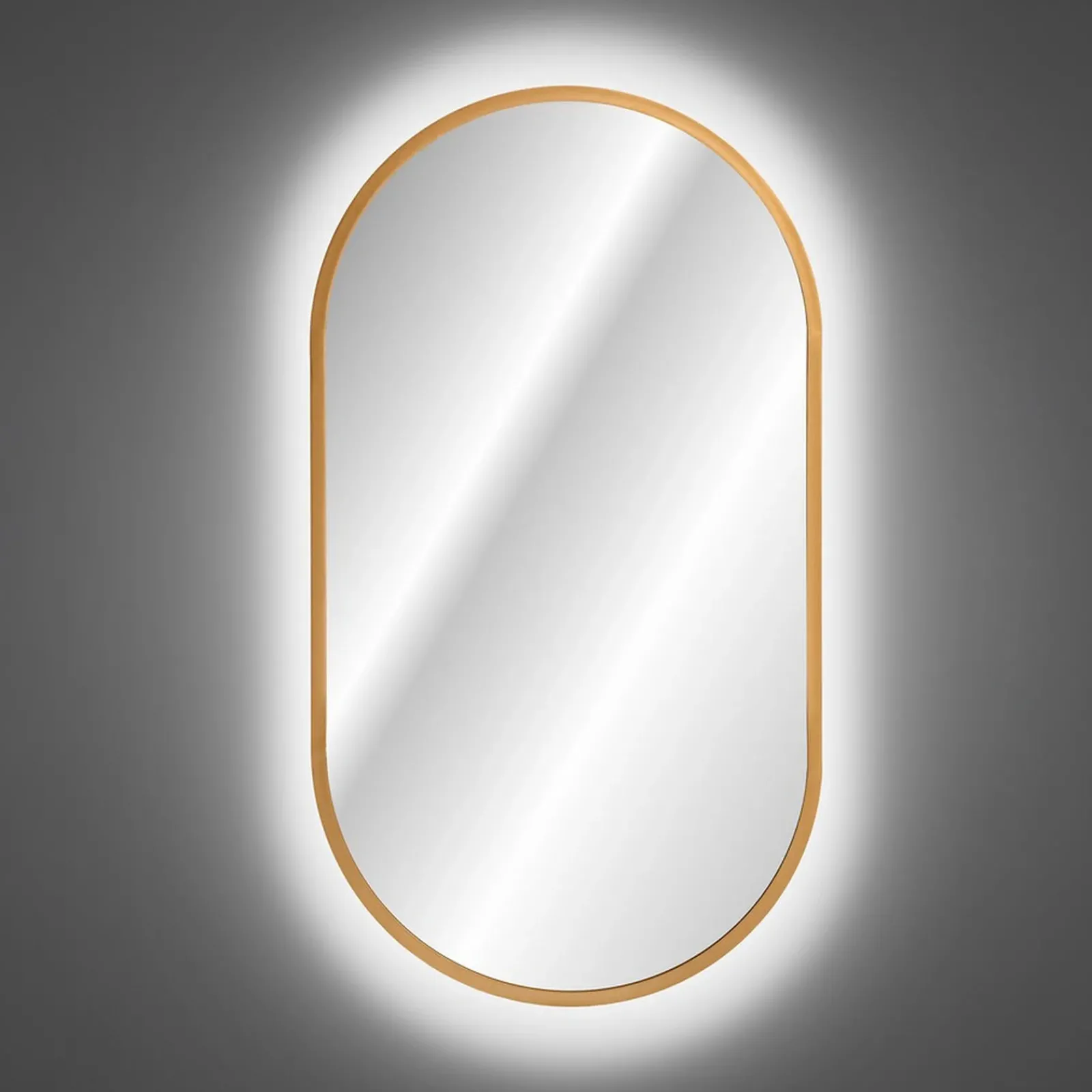 Garnero Arredamenti Specchio Per Bagno|Specchi-Specchio da parete retroilluminato 50x90cm dorato Glossy Oro