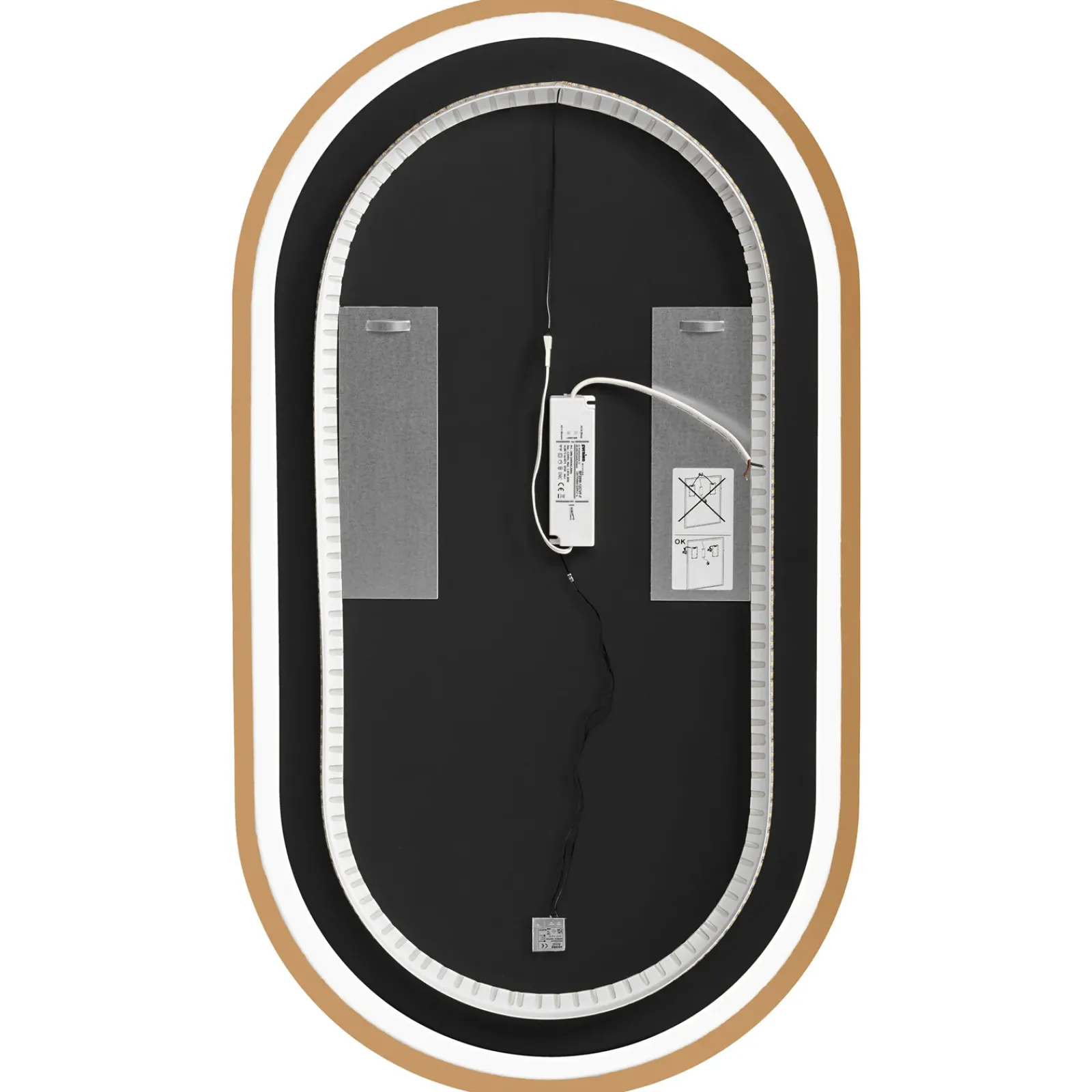 Garnero Arredamenti Specchio Per Bagno|Specchi-Specchio da parete retroilluminato 50x90cm dorato Glossy Oro